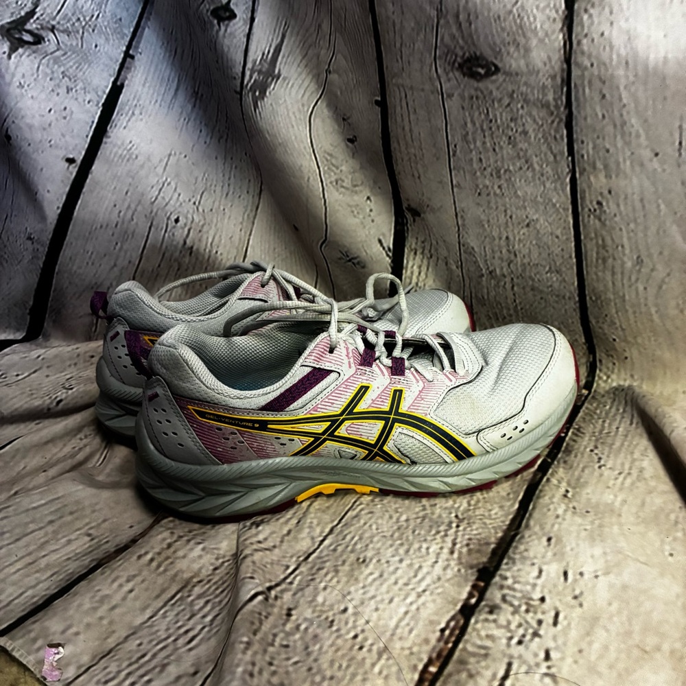 ASICS Gel-Venture 9 Running Shoes Piedmont Grey Yellow Magenta Size 9.5W AS IS